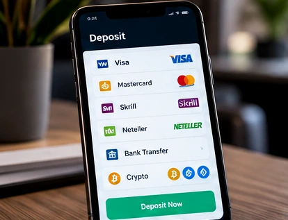 Mobile casino deposit menu showing payment options