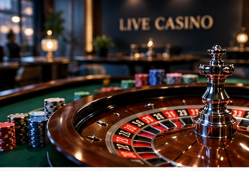 Close-up of a physical roulette wheel with its ball and numbered pockets.