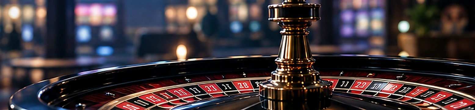 Close-up of a physical roulette wheel in a casino setting